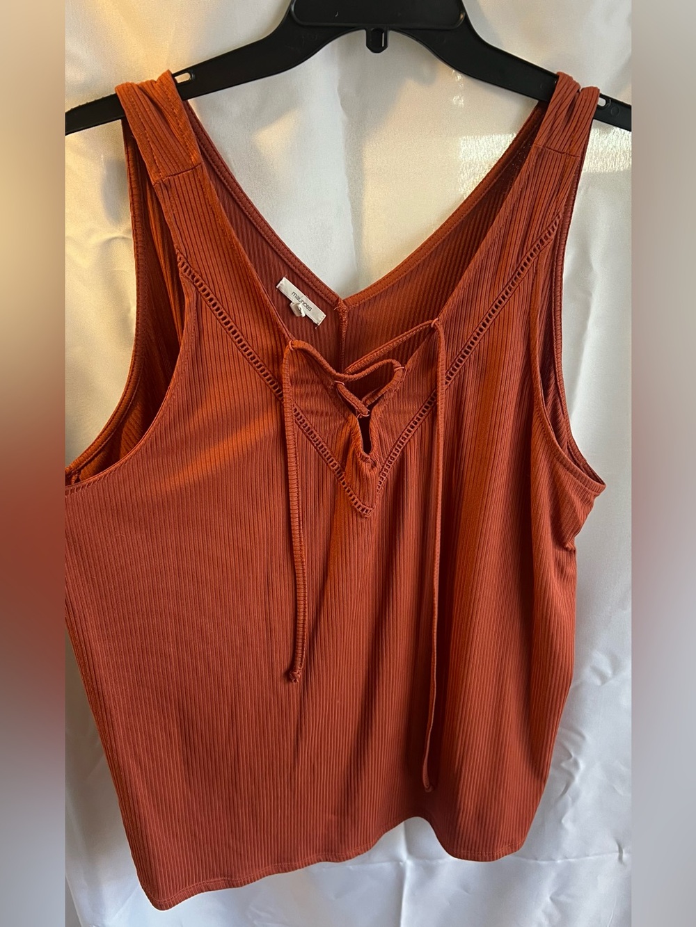 Maurices Ribbed Lace-Up Tank Top in Rust